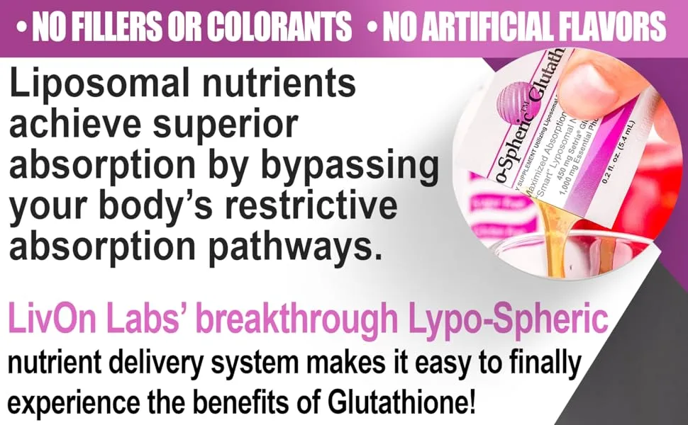 LypoSpheric Glutathione - 30 Packets  450 mg Glutathione Per Packet  Liposome Encapsulated for Improved Absorption  Professionally Formulated, 100% NonGMO - product information 5
