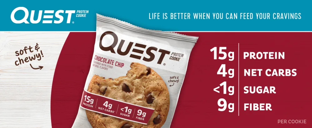Quest Nutrition Protein Cookie, Chocolate Chip, 2.08 Ounce, Pack of 12 - product information 1