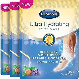 Dr. Scholl's Ultra Hydrating Foot Mask 3 Pack , Intensely Moisturizes Repairs and Softens Rough Dry Skin with Urea, 3 Count 1 Pair - product information 1