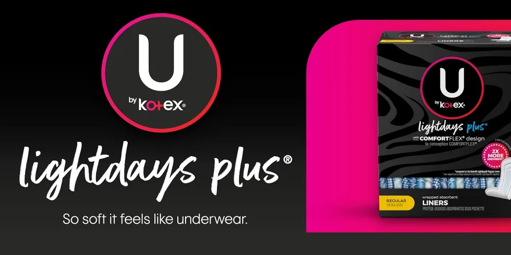 U by Kotex Lightdays Plus Panty Liners, Regular Length, Unscented, 320 Count (8 Packs of 40) (Packaging May Vary) - UbK Lightdays