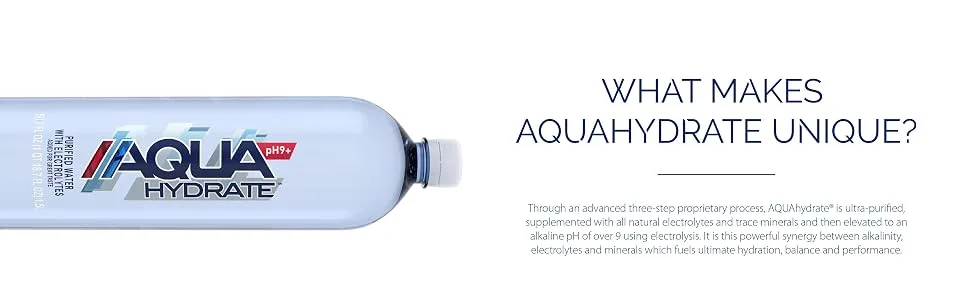 AQUAhydrate Electrolyte Enhanced Water Ph9+, 33.8 Fl. Oz (Pack of 12) 33.8 Fl Oz (Pack of 12) - product information 1