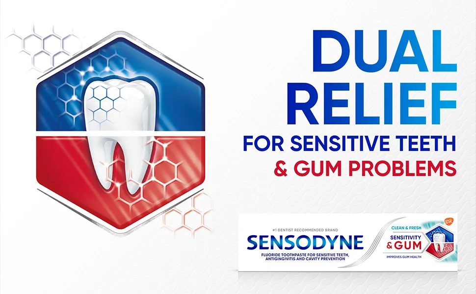 Sensodyne Sensitivity & Gum Sensitive Toothpaste for Gingivitis, Sensitive Teeth Treatment, Clean & Fresh - 3.4 oz (pack of 4) - dual relief for sensitive teeth & gum problems