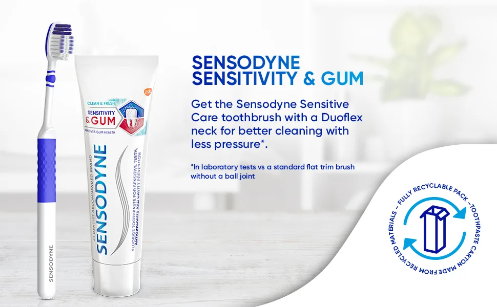 Sensodyne Sensitivity & Gum Sensitive Toothpaste for Gingivitis, Sensitive Teeth Treatment, Clean & Fresh - 3.4 oz (pack of 4) - Sensodyne Sensitivity & Gum