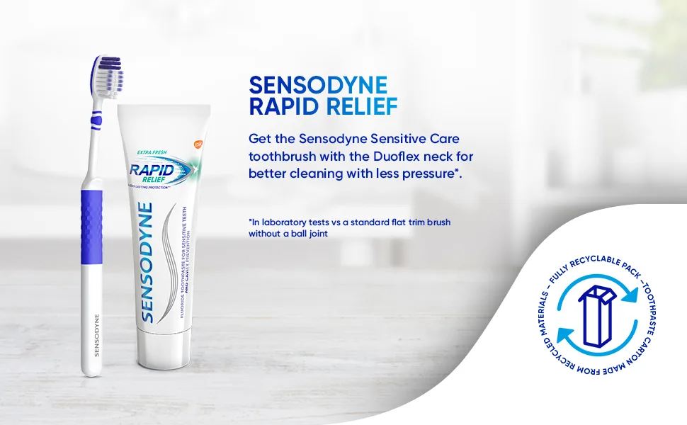 Sensodyne Rapid Relief Sensitive Toothpaste, Extra Fresh - 3.4 Ounces (Pack of 3) 3.4 Ounce (Pack of 3) - Sensodyne Rapid Relief Extra Fresh