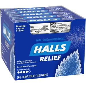 HALLS Relief Mentho-Lyptus Cough Drops, 20 Packs of 9 Drops (180 Total Drops) 9 Count (Pack of 20) - image