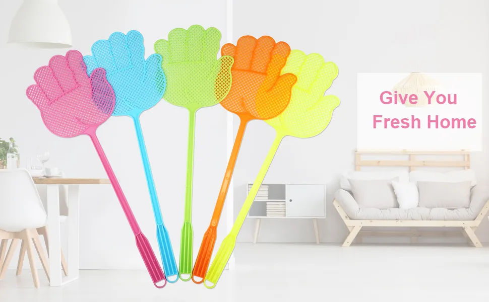 Dirza Fly Swatter - Funny Hand Shaped Fly Swatters -Durable - Colorful for Home/Indoor/Outdoor/Classroom/Office/Pack of 5 - fly swatter