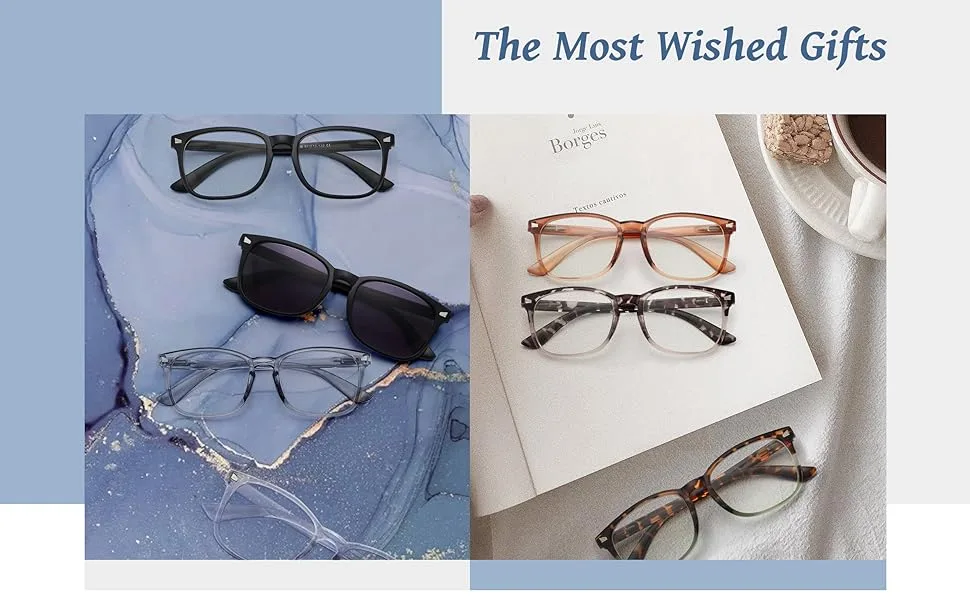 BLS 5 Pack Reading Glasses Blue Light Blocking, Fashion Square Nerd Computer Readers Anti UV/Eye Strain/Glare Women/Men 5 Pack Mix 1.5 x - reading glasses 1.5 anti fatigue