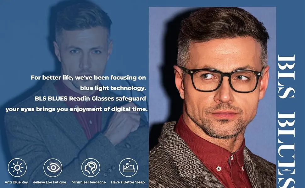 BLS 5 Pack Reading Glasses Blue Light Blocking, Fashion Square Nerd Computer Readers Anti UV/Eye Strain/Glare Women/Men 5 Pack Mix 1.5 x - reading glasses men reading glasses for men