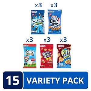 OREO & CHIPS AHOY Mini Cookies, Nutter Butter Bites, RITZ Bits Cheese Crackers & Teddy Grahams, Halloween Snacks, 15 Ct Big Bags - OREO Mini Cookies, Mini CHIPS AHOY! Cookies, Mini CHIPS AHOY! Chewy Cookies & Nutter Butter Bites