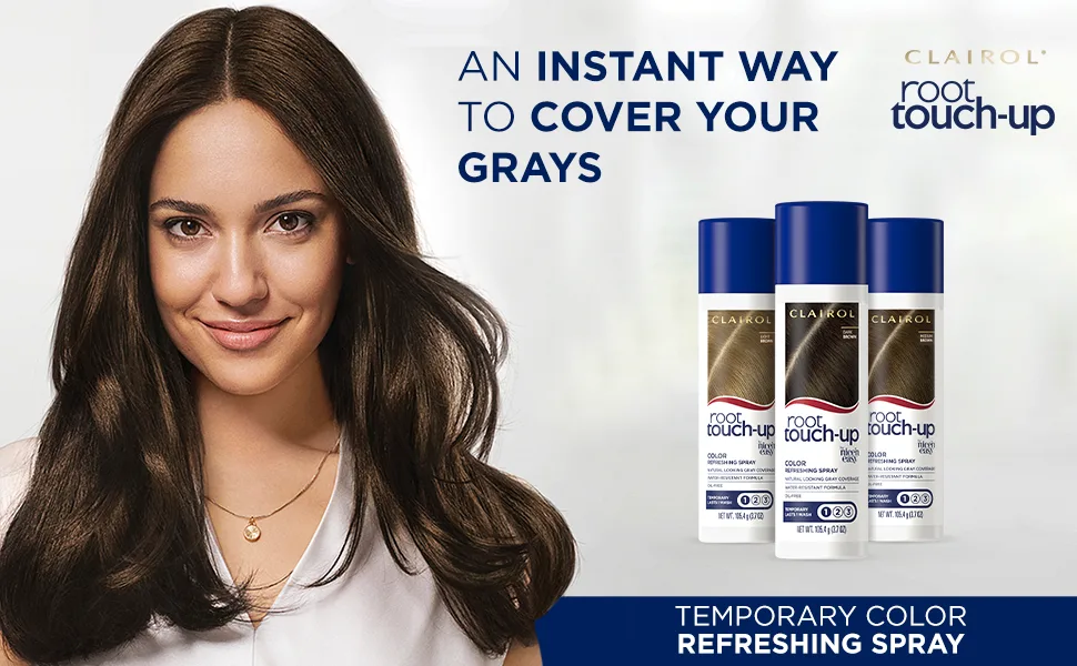 Clairol Root Touch-Up by Nice'n Easy Temporary Hair Coloring Spray, Medium Brown Hair Color, Pack of 1 - Key Visual