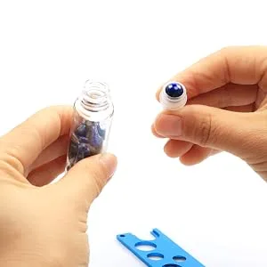 Clear Glass Roller Bottles,10 Pack 10ml 0.33fl oz Gemstone Roller Ball For Essential Oils,Natural Crystal Stones Roller Balls With Silver Lid,Thick Glass Roll on Bottle-Healing Crystal Chips Inside - product information 7