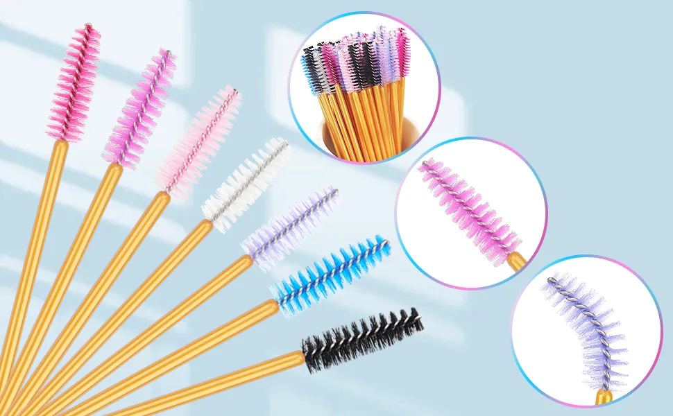 300 Pack Mascara Wand Eyelash Brush Disposable Eye Lash Applicator Makeup Tool Kit, Gold/Pink Gold/Pink-300pcs - product information 10