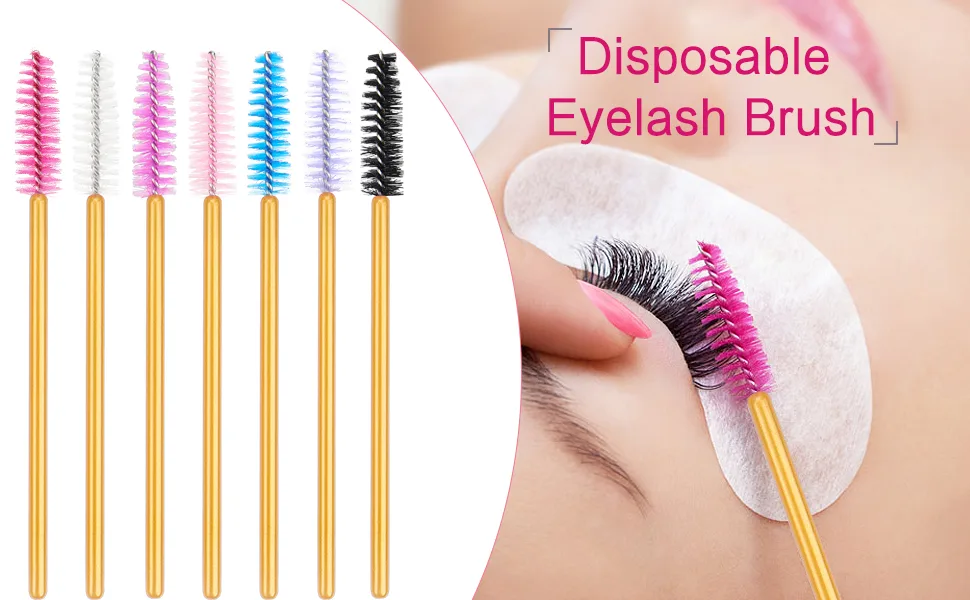 300 Pack Mascara Wand Eyelash Brush Disposable Eye Lash Applicator Makeup Tool Kit, Gold/Pink Gold/Pink-300pcs - product information 6