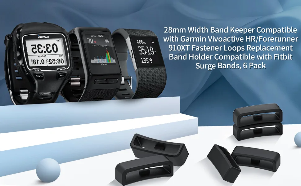 28mm Width Band Keeper Compatible with Garmin Vivoactive HR/Forerunner 910XT Fastener Loops Replacement Band Holder Compatible with Fitbit Surge Bands, 6 Pack. - product information 2