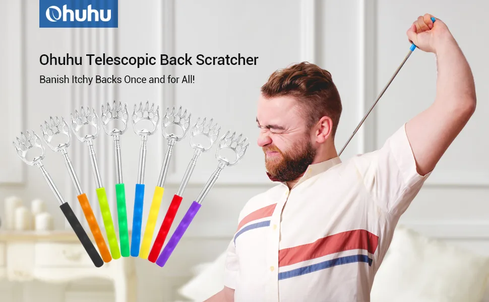 Back Scratcher Ohuhu 8 Pack Extendable Telescopic Bear Claw Back Itching Scalp Scratchers Massager, Portable Hand Massage Tool, Great Mother Father Gift Ideal - back scratcher