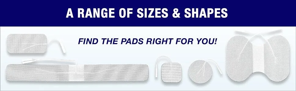 Syrtenty TENS Unit Replacement Pads - Pack of 4 Electrode Squares for Muscle Stimulation & Therapy - 1.5" x 13" Stimulator Pad Set 4 1.5"x13" - A range of sizes and shapes