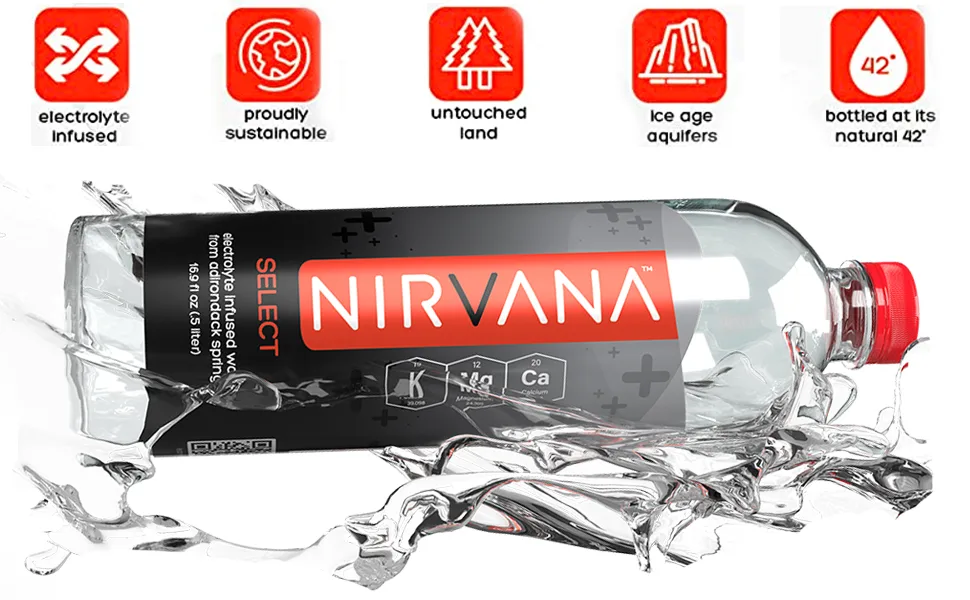 Nirvana Select Premium Natural Spring Water Infused With Electrolytes for Maximum Hydration - 0.5L bottle (12 Pack) - Nirvana Select - Icons