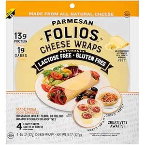 Folios 100% All Natural Cheese Wraps Cheddar 3 Pack - folios cheese wraps, folios, parmesan cheese, tortilla, low carb wrap, keto snack, cheese wrap