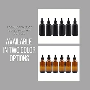 4oz Amber Glass Dropper Bottles (6-Pack), Refillable Glass Bottles for Essential Oils, Cosmetics, and Cooking Amber Brown - dropper bottles