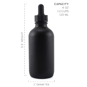4oz Amber Glass Dropper Bottles (6-Pack), Refillable Glass Bottles for Essential Oils, Cosmetics, and Cooking Amber Brown - image