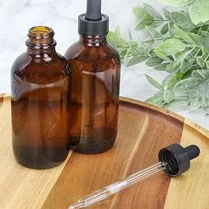 4oz Amber Glass Dropper Bottles (6-Pack), Refillable Glass Bottles for Essential Oils, Cosmetics, and Cooking Amber Brown - image