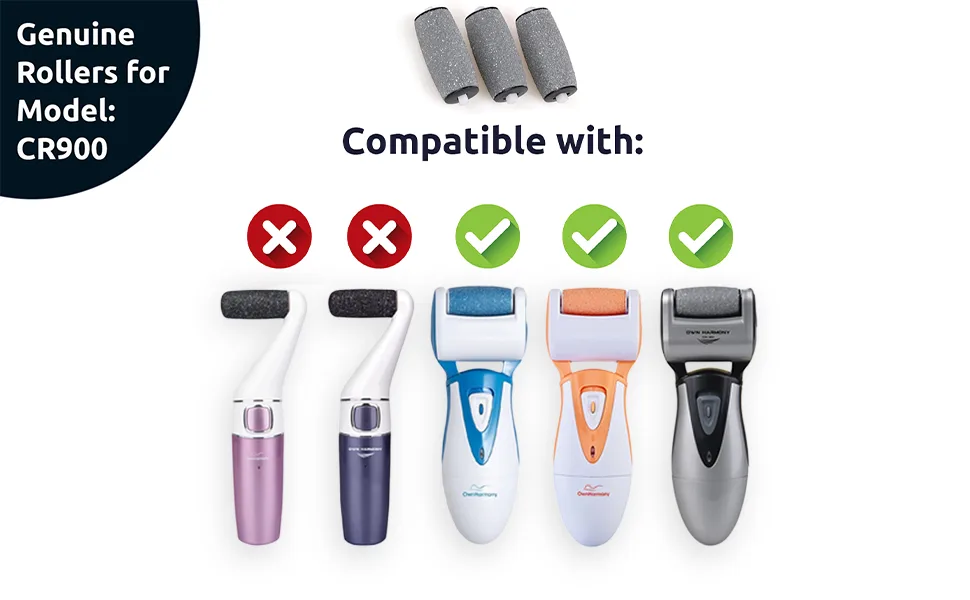 Own Harmony Extra Coarse 3 Refill Rollers Best Fit for Electric Callus Remover CR900 for Men - Pedicure File Tools Foot Care - Replacement Refills 3 Pack Men's - Extra Coarse - shaver foot care grinder sander him pedi pedicure tools part grinding stone exfoliating course rough