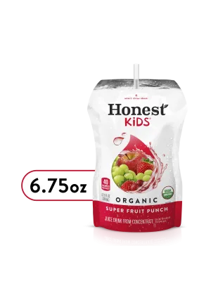 Honest Kids Super Fruit Punch Organic Fruit Juice Drink, 6.75 Fl Oz, 32 Pack - unspecified