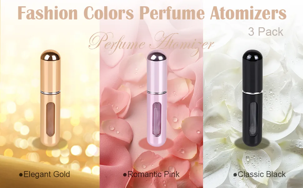 Travel Mini Perfume Refillable Atomizer Container, Portable Perfume Spray Bottle, Travel Perfume Scent Pump Case Fragrance Empty Spray Bottle for Traveling and Outgoing (3 Pack, 5ml) (3 Pcs) - perfume atomizers spray bottle