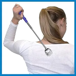 5 Pack Telescoping Back Scratcher - Extendable Telescope Back Scratchers - Bear Claw Metal Telescopic Backscratcher Eliminating Back Itching in Black, Blue, Green, Purple, Red Color - easy reach back scratcher