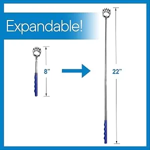 5 Pack Telescoping Back Scratcher - Extendable Telescope Back Scratchers - Bear Claw Metal Telescopic Backscratcher Eliminating Back Itching in Black, Blue, Green, Purple, Red Color - extendable expandable travel metal back scratcher