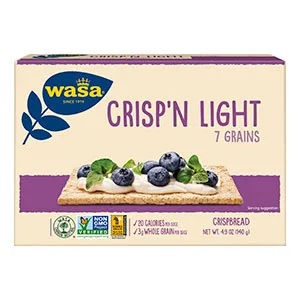 Wasa Crisp'n Light 7 Grain Cracker Bread, 4.9 Ounce (Pack of 10) 7 Grains 4.9 Ounce (Pack of 10) - Wasa Crisp