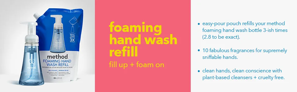 Method Foaming Hand Soap Refill, Sea Minerals, 28 oz, 6 pack, Packaging May Vary Sea Minerals 28 Fl Oz (Pack of 6) - hand soap, foaming hand soap