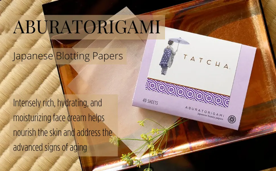 Tatcha Aburatorigami Blotting Papers: 100% Natural Abaca Leaf & Gold Flakes Absorb Excess Oil (40 Pack) - tatcha aburatorigami