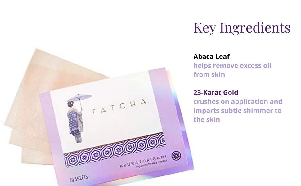 Tatcha Aburatorigami Blotting Papers: 100% Natural Abaca Leaf & Gold Flakes Absorb Excess Oil (40 Pack) - tatcha aburatorigami