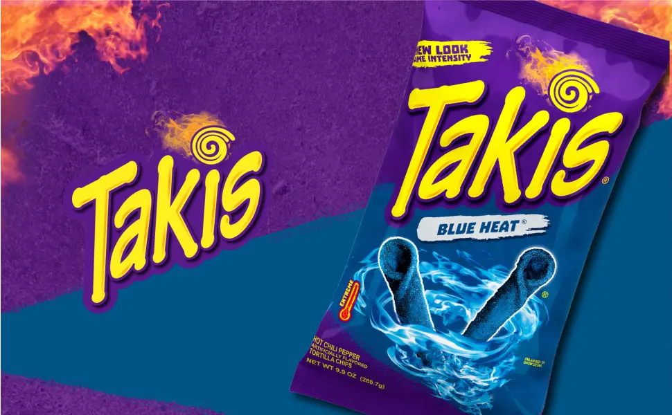 Takis Blue Heat Rolled Tortilla Chips, Hot Chili Pepper Artificially Flavored, 4 Ounce Bag - image