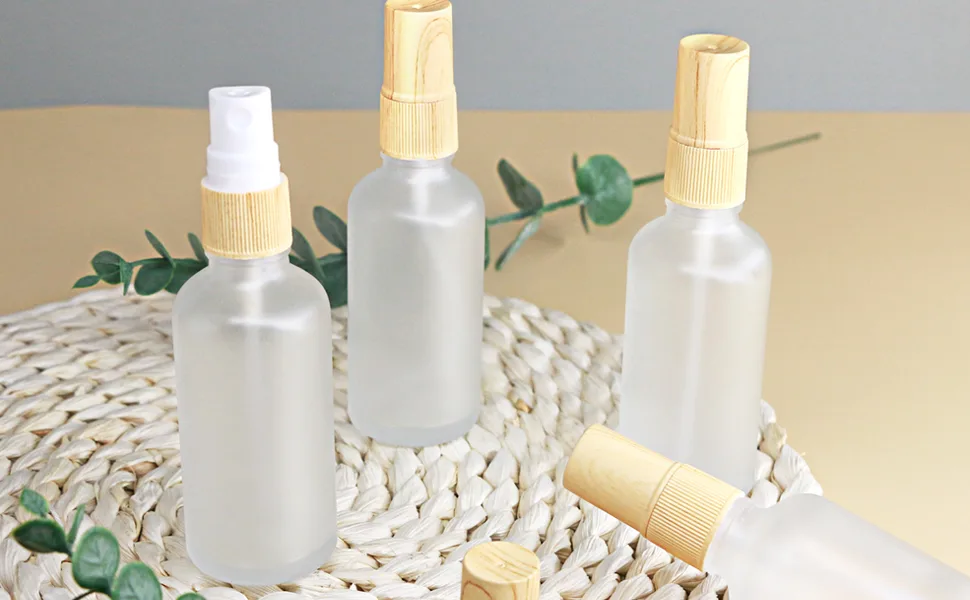 Portable Travel Spray Bottles, 4 Pack Empty Glass Spray Bottle for Essential Oils, Small Fine Mist Body Spray Bottles with Sprayer (50ml) 50ml-Clear - product information 1