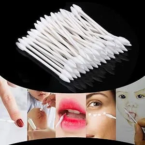 Double Precision Tips 800 Pieces Cotton Swabs with Paper Stick, Double Pointed Shape Tips for Makeup, 4 Packs, 200 Pieces 1 Pack 200 Count (Pack of 4) - 800 Pieces Cotton Swabs