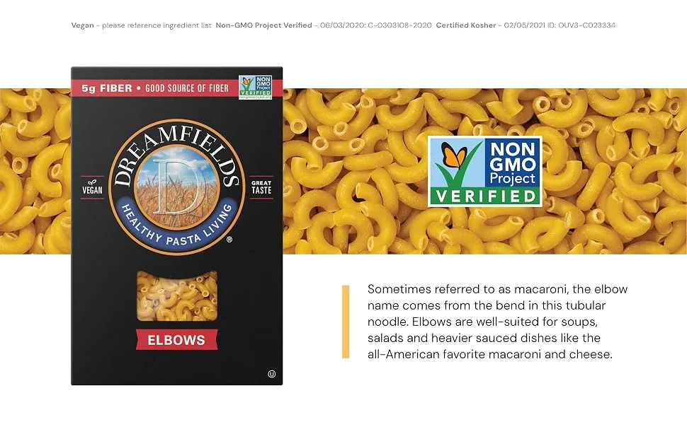 Dreamfields Healthy Pasta Living Elbows, 13.25-Ounce Boxes (Pack of 6) - Dreamfields Elbows Pasta