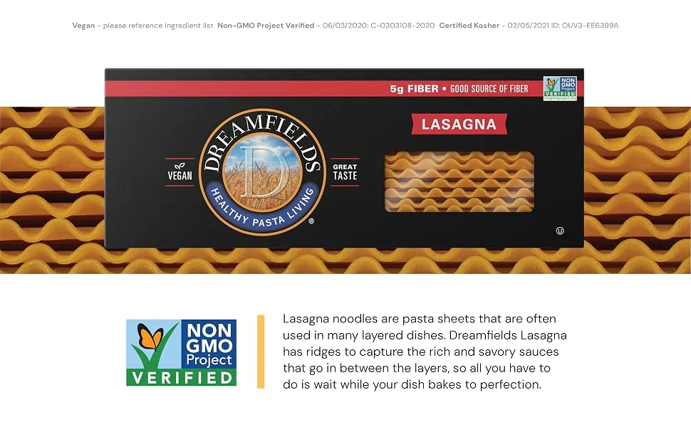 Dreamfields Healthy Pasta Living Lasagna, 13.25-Ounce Boxes (Pack of 6) - Dreamfields Lasagna