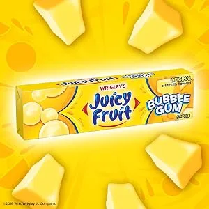 JUICY FRUIT STARBURST Chewing Gum, Strawberry, 15 Count (Pack of 10) - pack of individually wrapped chunks of Juicy Fruit bubble gum, bubble gum pack