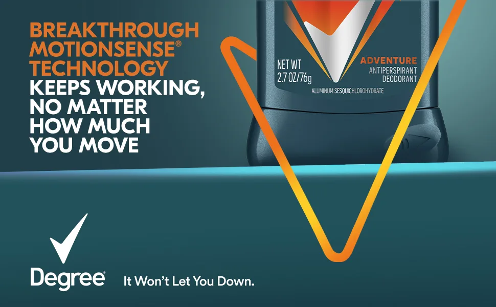 Degree Men Antiperspirant Deodorant Adventure Antiperspirant For Men With MotionSense Technology, 2.7 Ounce (Pack of 4) Fresh - Degree Advanced 72H Antiperspirant Adventure