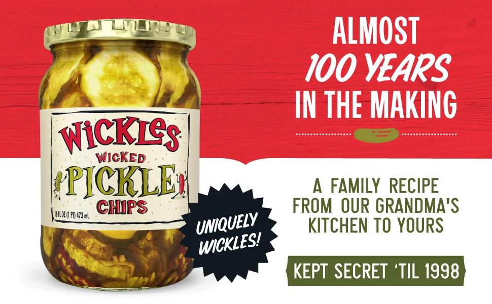 Wickles Pickles Wicked Pickle Chips (6 Pack - 16oz Each) - Hot Pickle Chips - Slightly Sweet, Definitely Spicy, Wickedly Delicious - spicy pickle chips