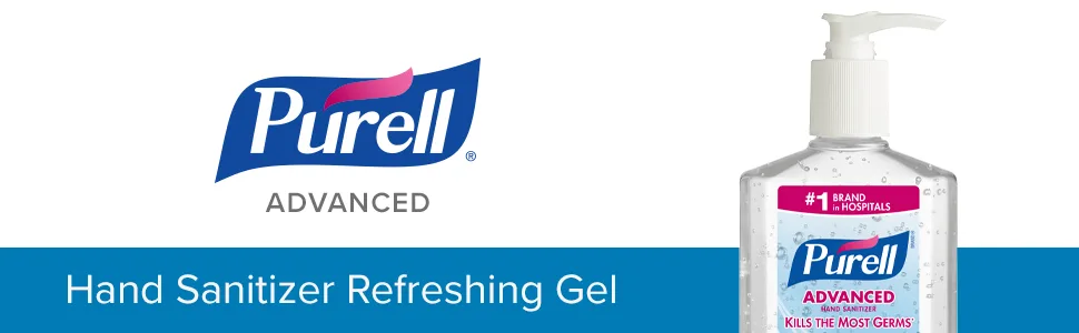 Purell Advanced Hand Sanitizer Refreshing Gel, Clean Scent, 8 fl oz Pump Bottle (Pack of 12) - 9652-12 - kill germs, purell, purell hand sanitizer, purell sanitizer, best sanitizer, office sanitizer