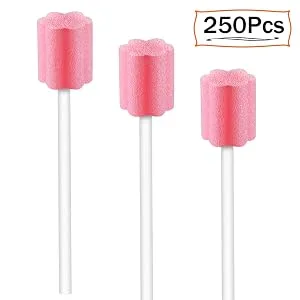 (50 Pack) Disposable Oral Swabs, Sterile Dental Sponge Swabsticks Unflavored for Mouth & Gum Cleaning 50 Pack sky blue - PINK