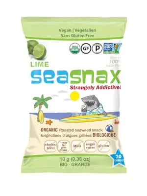 SeaSnax Organic Roasted Seaweed Snack, Lime, 0.36 Ounce (Pack of 12) - Lime