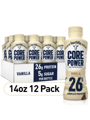 Fairlife Core Power 26g Protein Milk Shakes, Ready To Drink for Workout Recovery, Vanilla, 14 Fl Oz (Pack of 12) - image