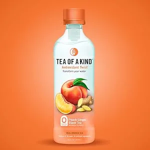 Tea of a Kind Acai, Natural Real Brewed Tea, 16 Oz, Pomegranate, 192 Fl Oz (Pack of 12) - peach ginger