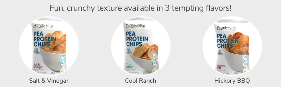 WonderSlim Pea Protein Snack Chips, Salt & Vinegar 10ct Value Pack - 10g Protein, Gluten Free Salt Vinegar 1 Count (Pack of 10) - fun crunchy texture available 3 tempting flavors cool ranch hickory bbq barbeque salt and vinegar