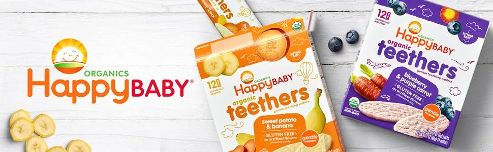 Happy Baby Organics Teether, Blueberry & Purple Carrot, 12 Count (Pack of 6) Blueberry Purple Carrot - Happy Baby Organic Teethers