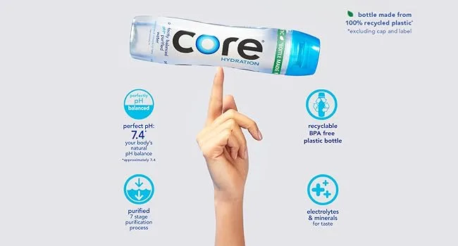 CORE Hydration Nutrient Enhanced Water 30.4 Fluid Ounce Water Bottles, 6 Pack - Support Your Immunity